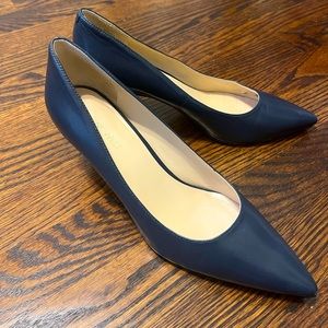 Nine West Arlene Leather Pointy Toe Pumps - Navy 8.5